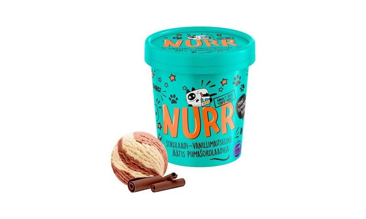 Nurr, Šokolaadi-vanillimaitseline koorejäätis piimašokolaadiga, 500 ml