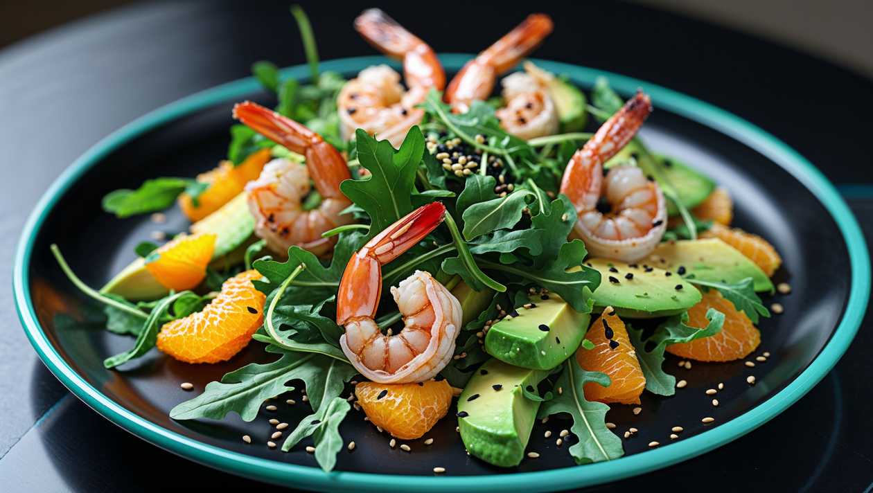 Салат з креветками та апельсином
