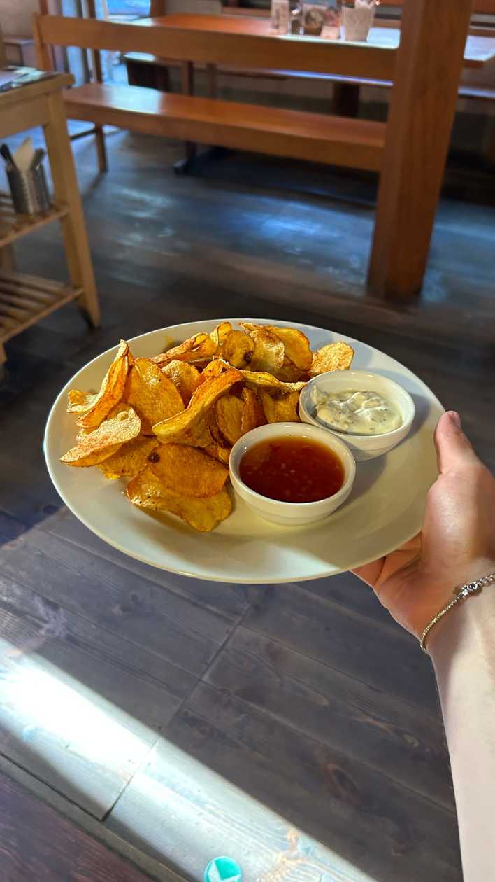 Homemade salted potato chips