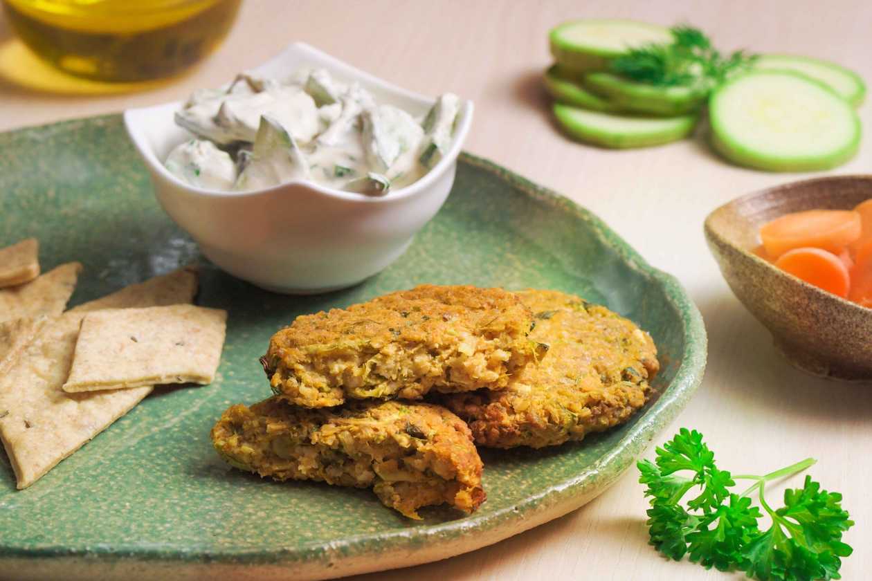 Zucchini Meatballs with Tzatziki