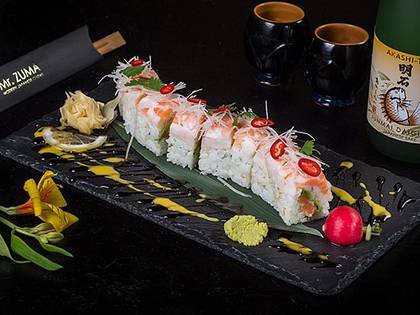 Mamenori, shrimp & salmon with nigiri sauce