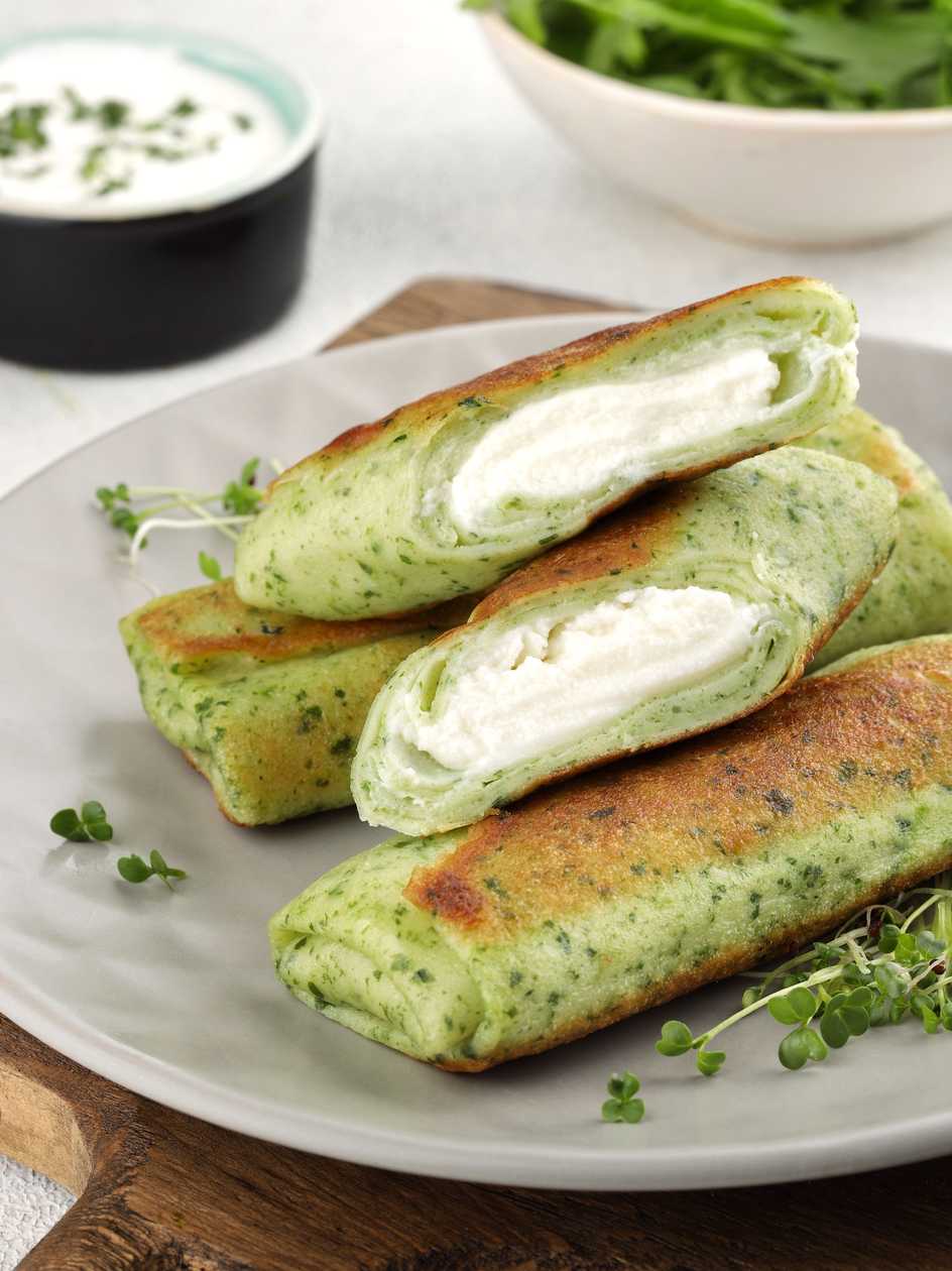 Frozen spinach crepes with Philadelphia cream cheese