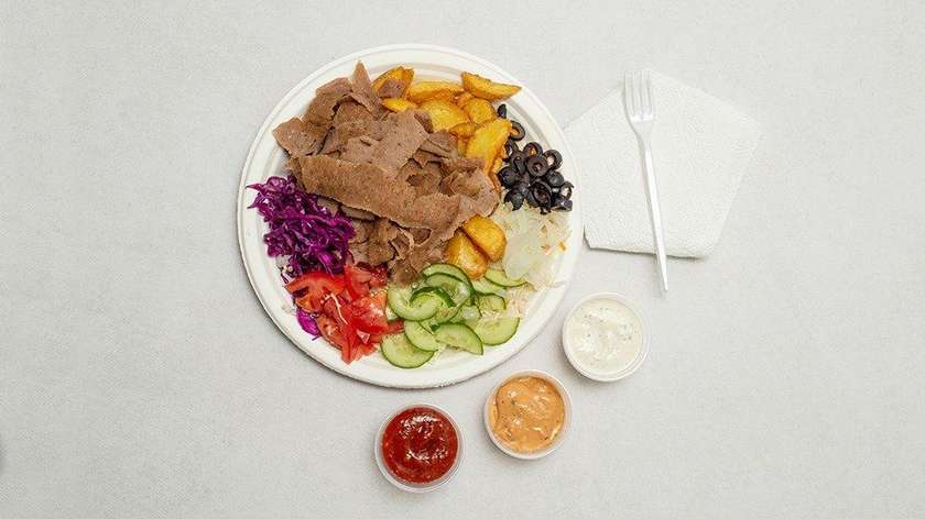 Kebab Plate with Greek Salad