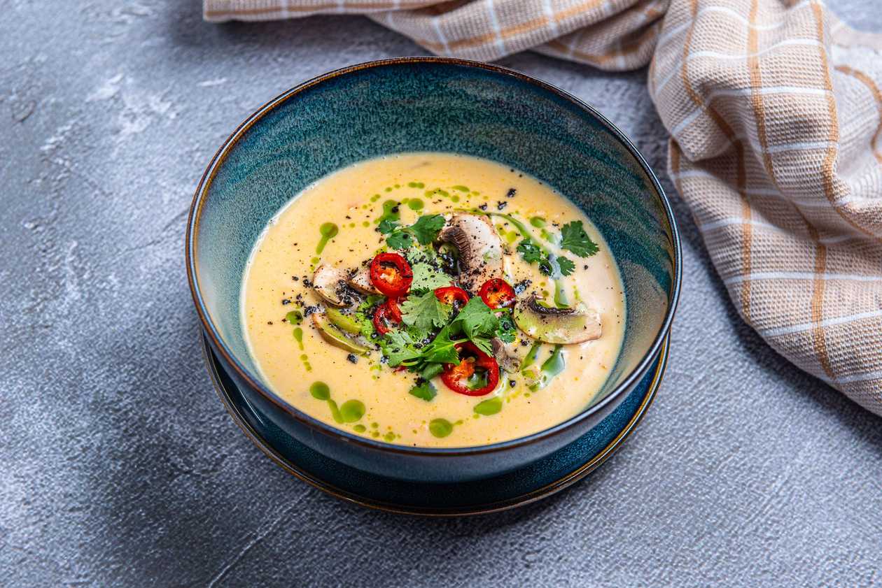 Tom Kha with salmon