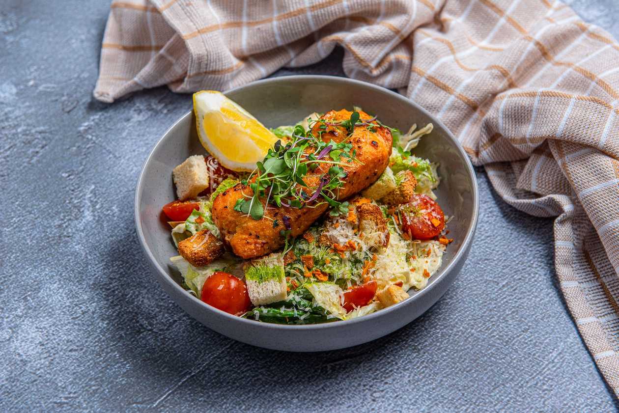 Caesar Salad with grilled salmon