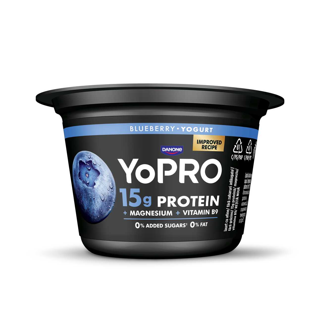 YoPro, Iaurt cu Proteina si Aroma de Afine, 0% Grasime, 160 g (expiră în curând)