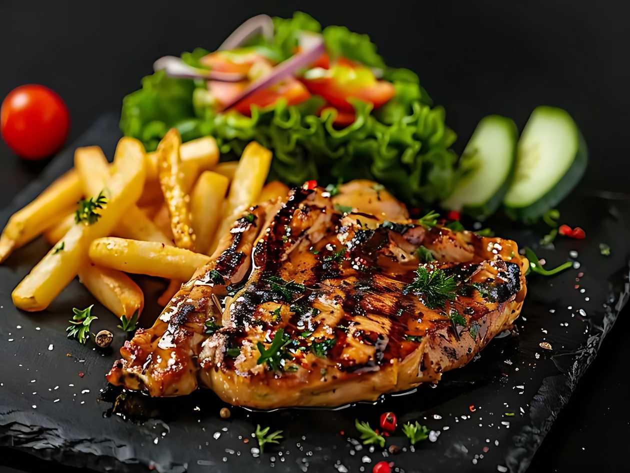 Grilled Chicken With Potato Chips