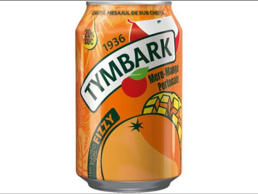 Tymbark Fizzy Orange and Mango Soda, 0.33L Can