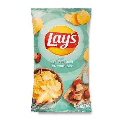Lays Chips with White Mushroom and Sour Cream Flavor