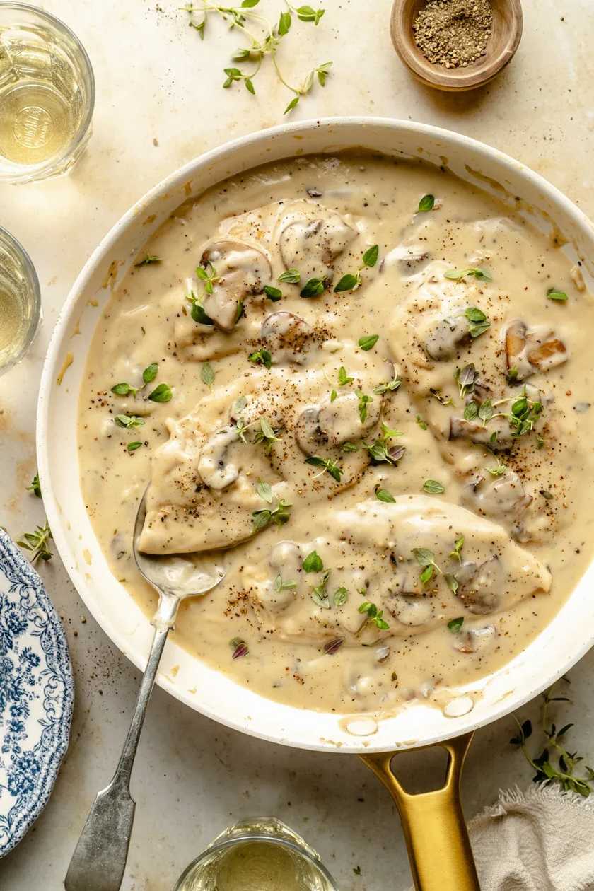 Skillet chicken with mushroom sauce