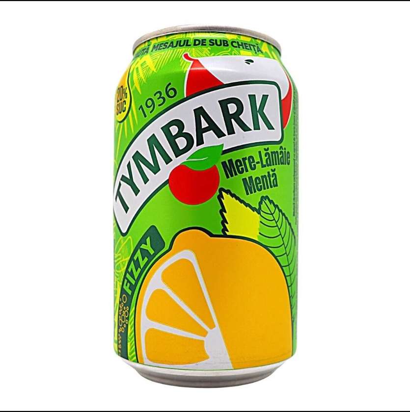 Tymbark Fizzy Lemon and Mint Soda, 0.33L Can