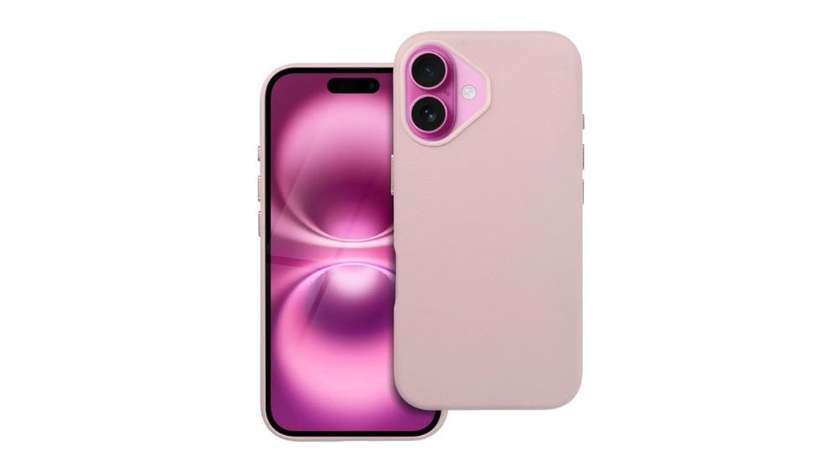 LEATHER MAG COVER case compatible with MagSafe iPhone 16 Pink