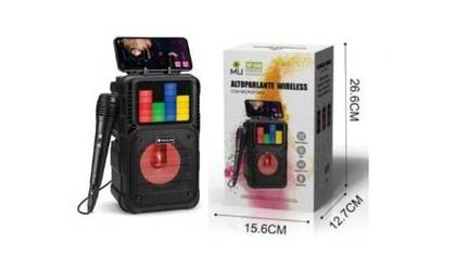 MU portable karaoke speaker with built in microphone
