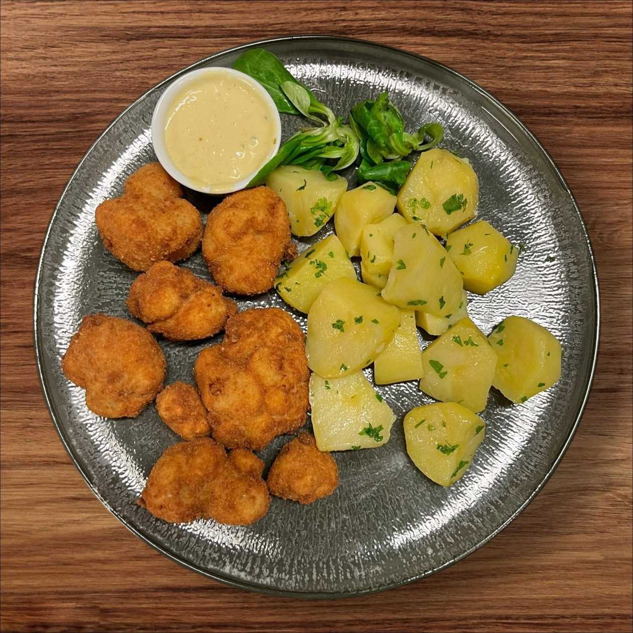 Smažený květák s vařenými bramborami a domácí tatarskou omáčkou ( 180g ) - Rozvoz