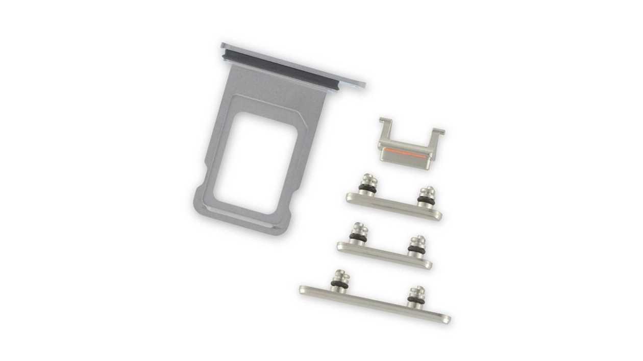 iPhone XS Silver Case Button Set & SIM Card Tray