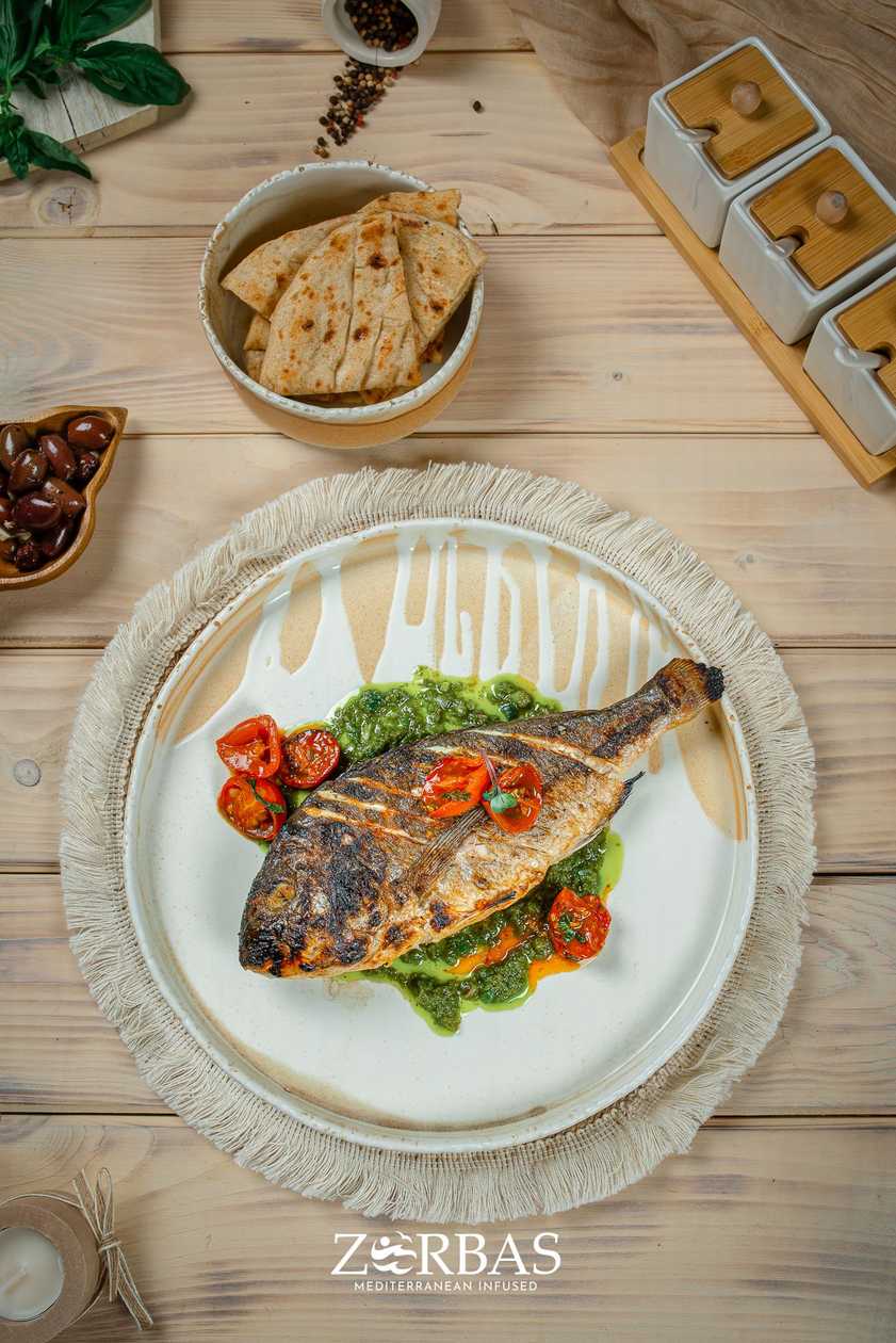 Grilled Whole Sea Bream with Shrimp Sauce