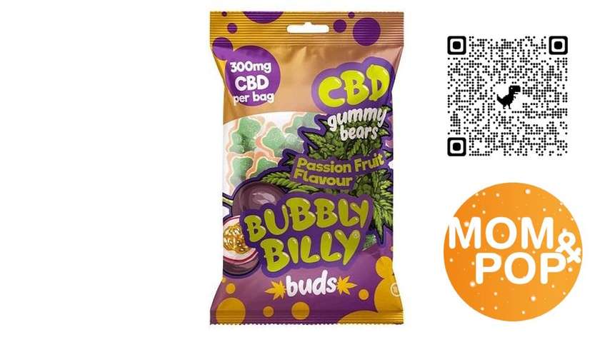 🆕 Bubbly Billy Buds Gummy Bears 300mg CBD, 100g (10 pcs.) / Passion Fruit