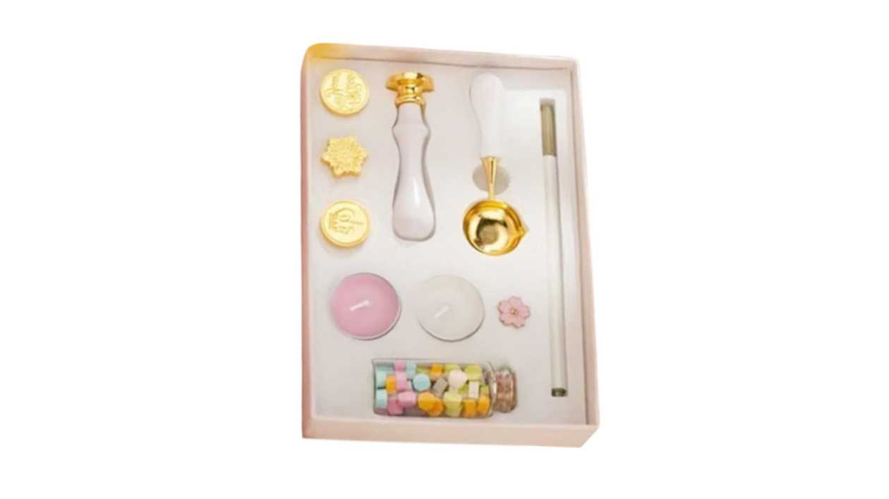 Seal Wax Stamp and Candle Set (White)
