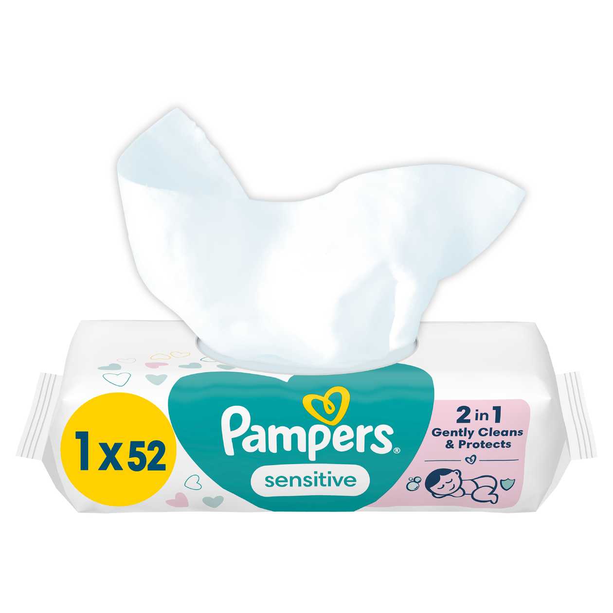 Wet Wipes PAMPERS SENSITIVE, 52pcs