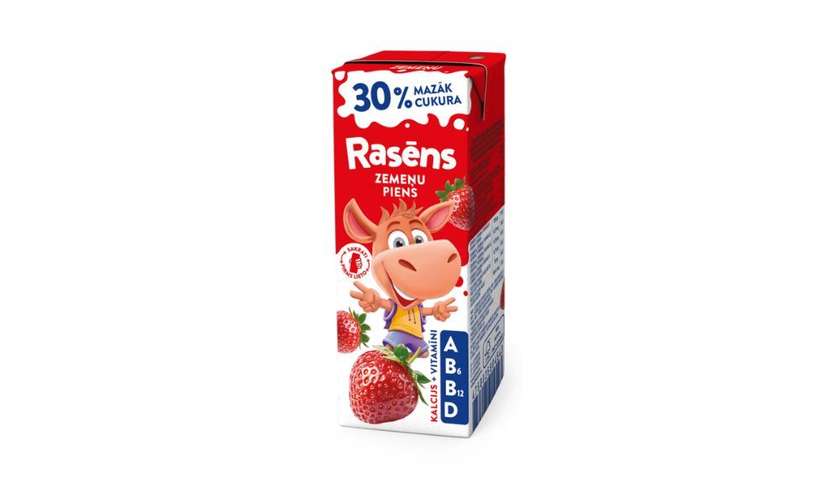 Milk Rasēns with strawberry flavour without sugar 200 ml