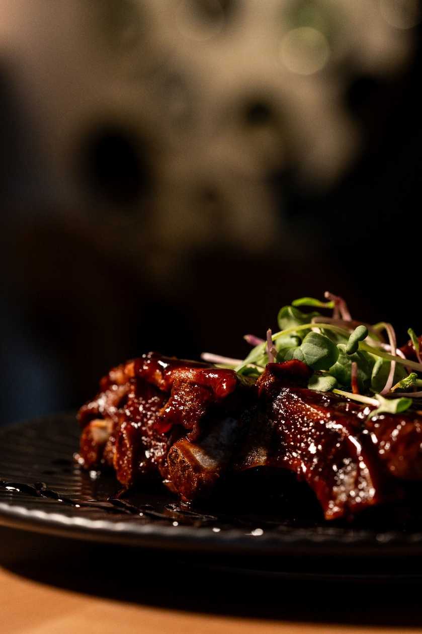 Bourbon-glazed pork ribs