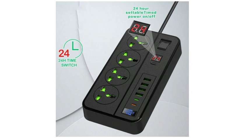 Andowl Smart Timin0g USB Power Strip, Multi-Function 13A UK Plug Socket 230V
