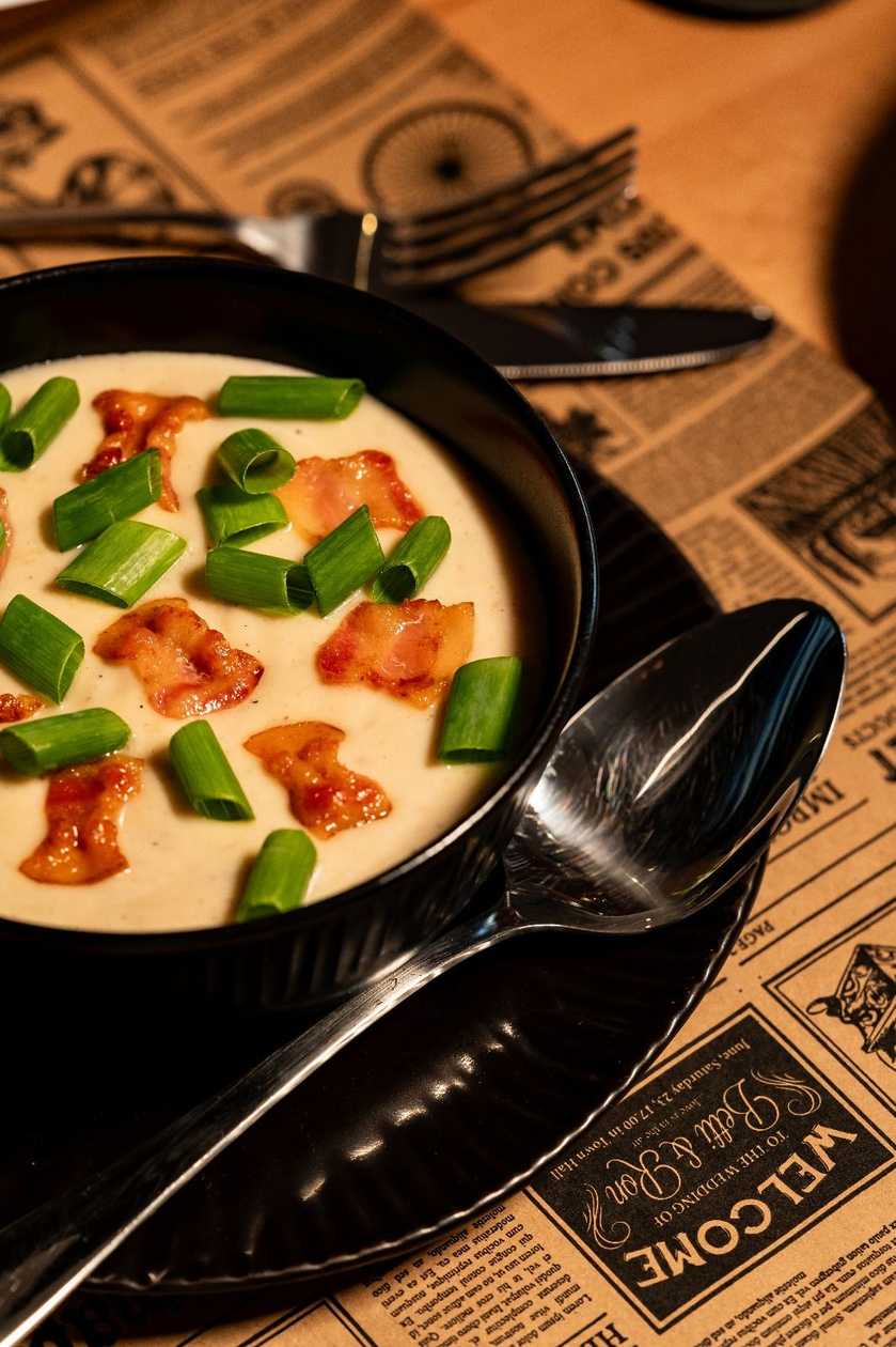 Cream of potato soup with bacon