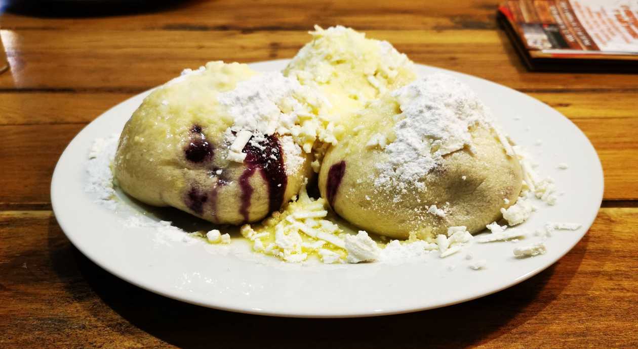 Steamed Blueberry Dumplings with Curd Cheese