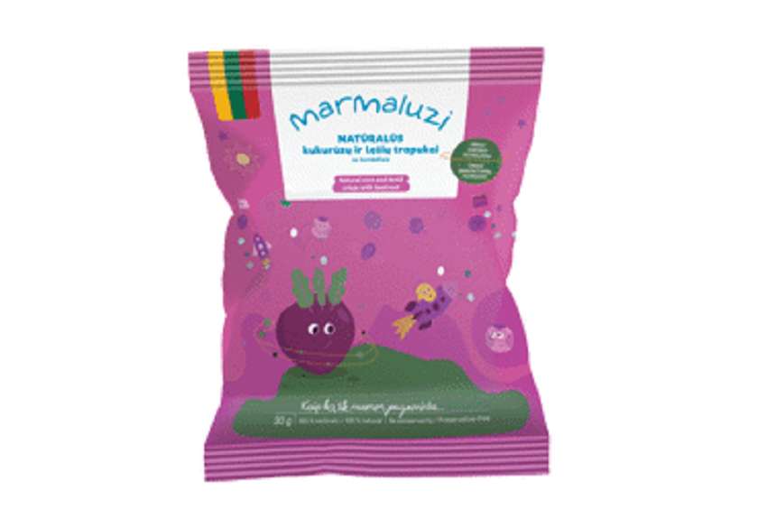 MARMALUZI Corn and Lentil Crisps with Beets (from 36 months), 30g.
