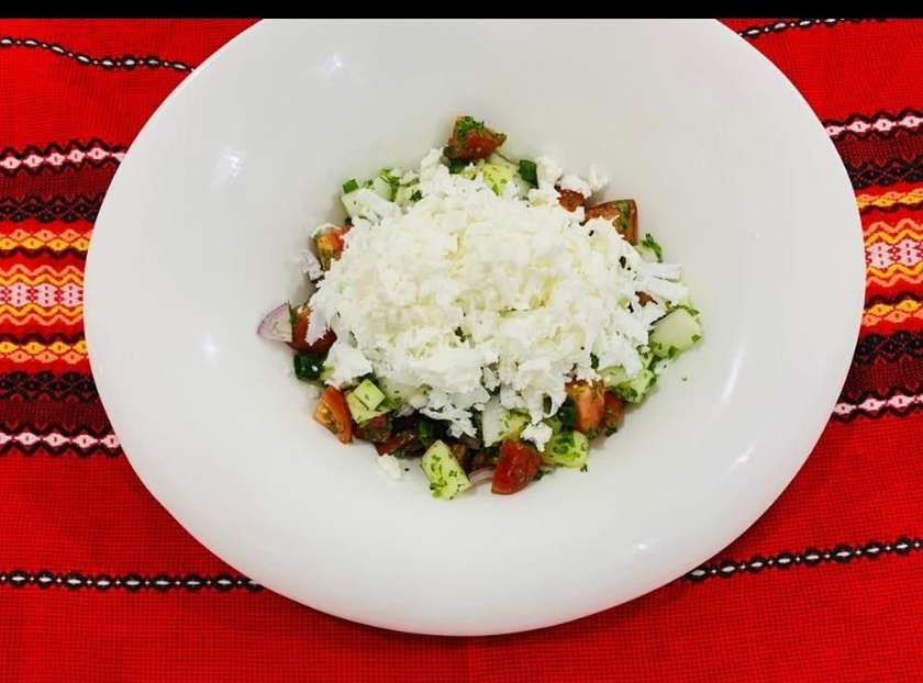 Shopska salad, traditional Bulgarian Salad