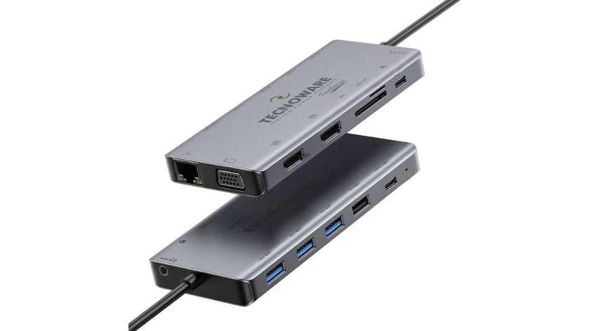 Tecnoware HUB USB Type-C 13 in 1 Adapter: HDMI+USB2.0+USB3.0+SDXC+3.5mm+USB -C