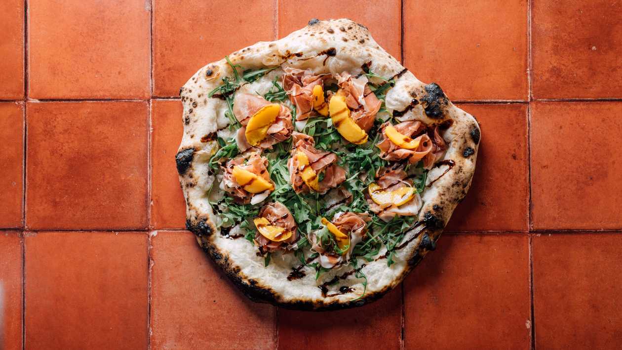 Peach & Prosciutto Focaccia Pizza