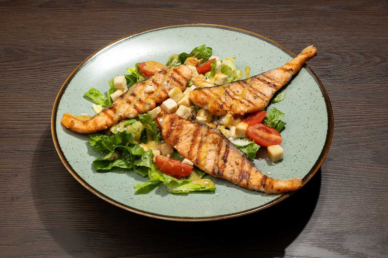 Caesar Salad with Salmon