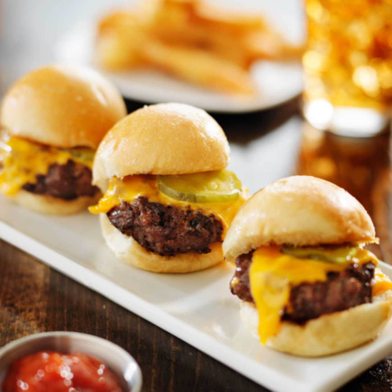 Cheeseburger Sliders and Fries