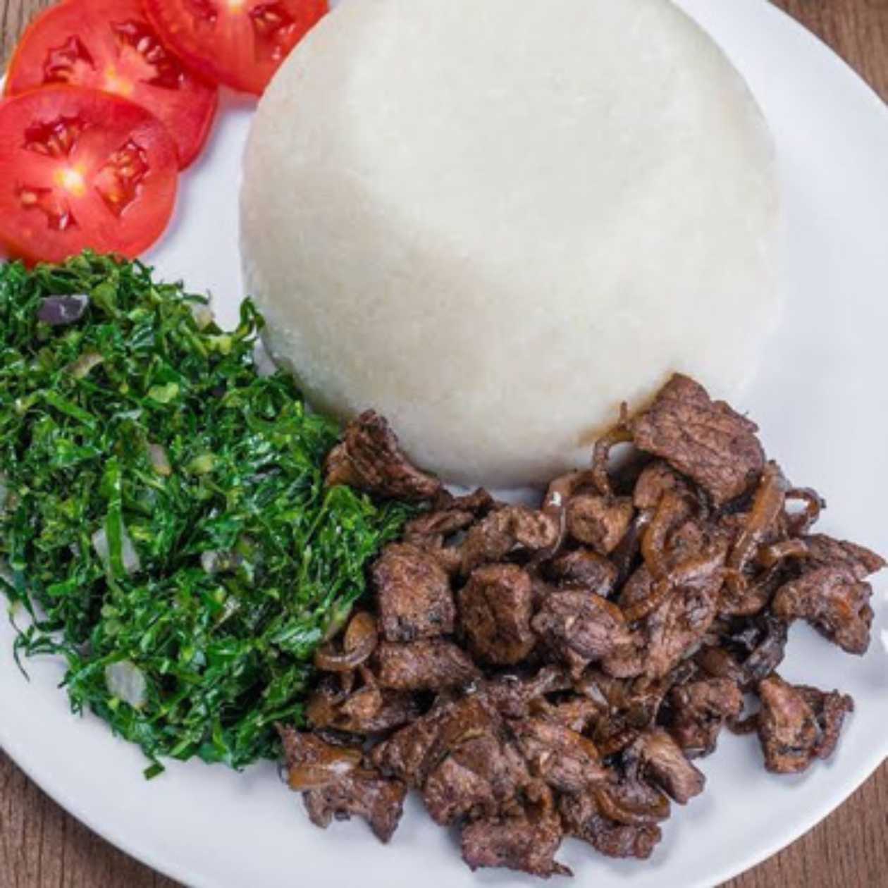Ugali Vegetables & Meat