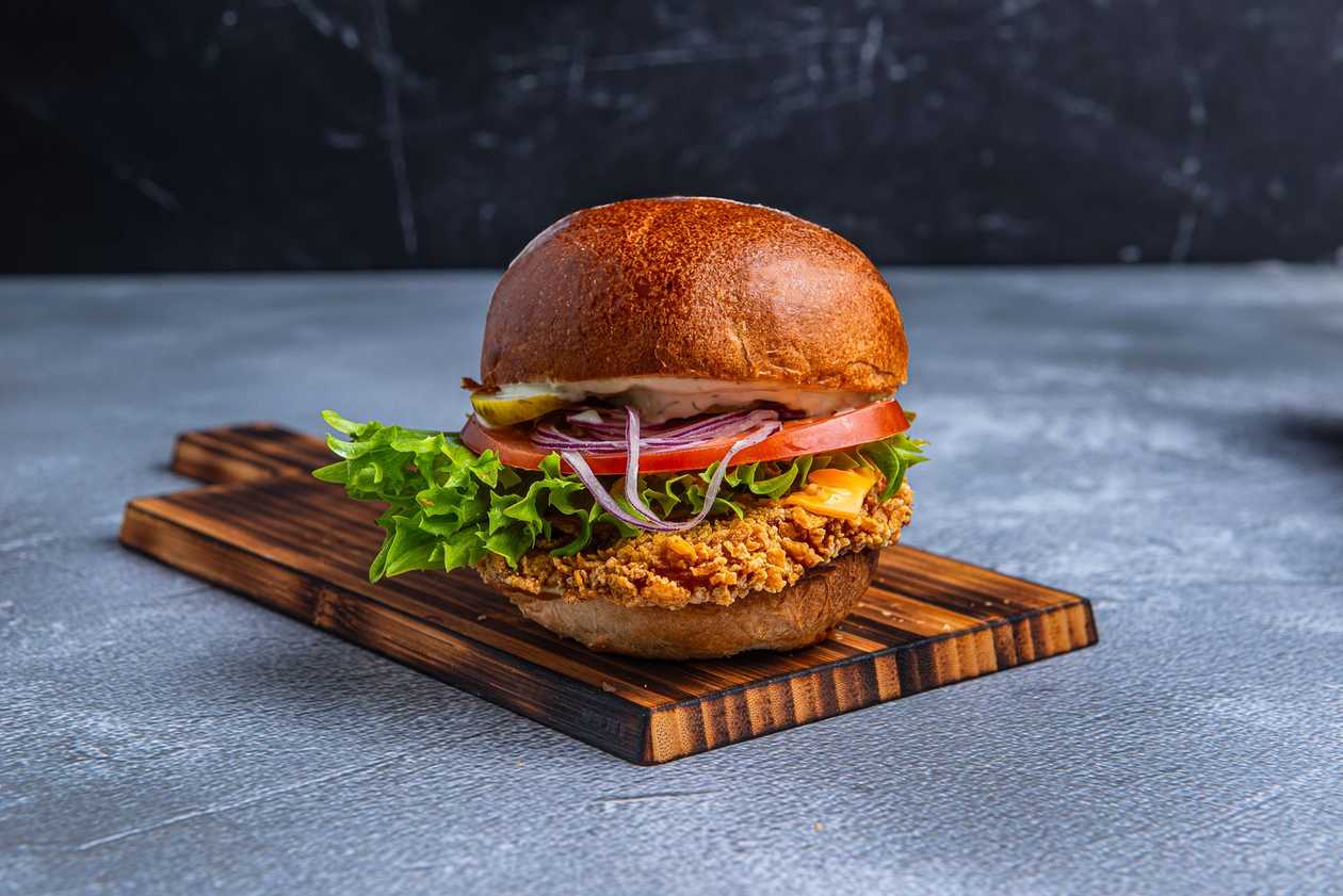 Chickenburger with fries