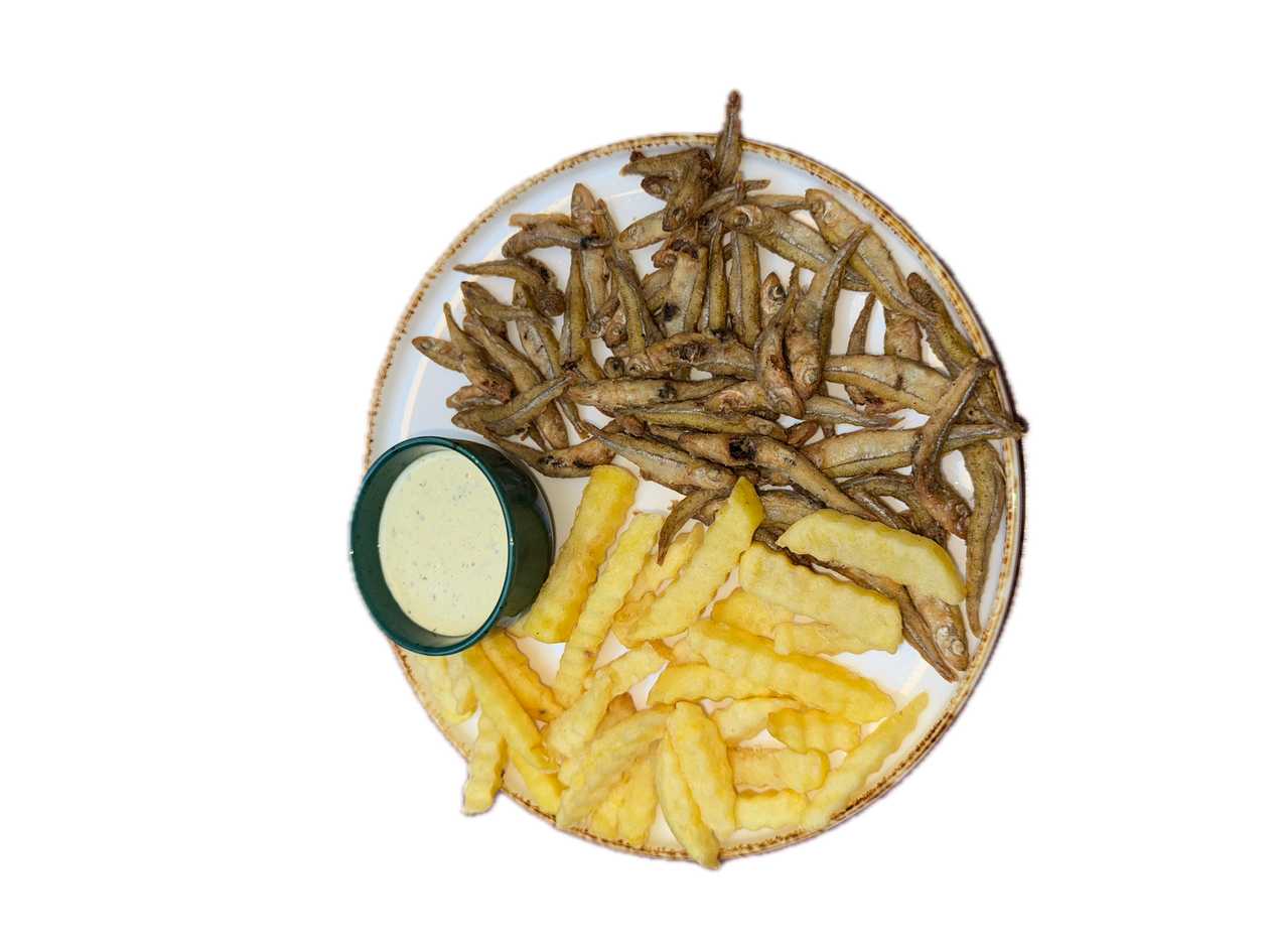 Fried Anchovies with French Fries