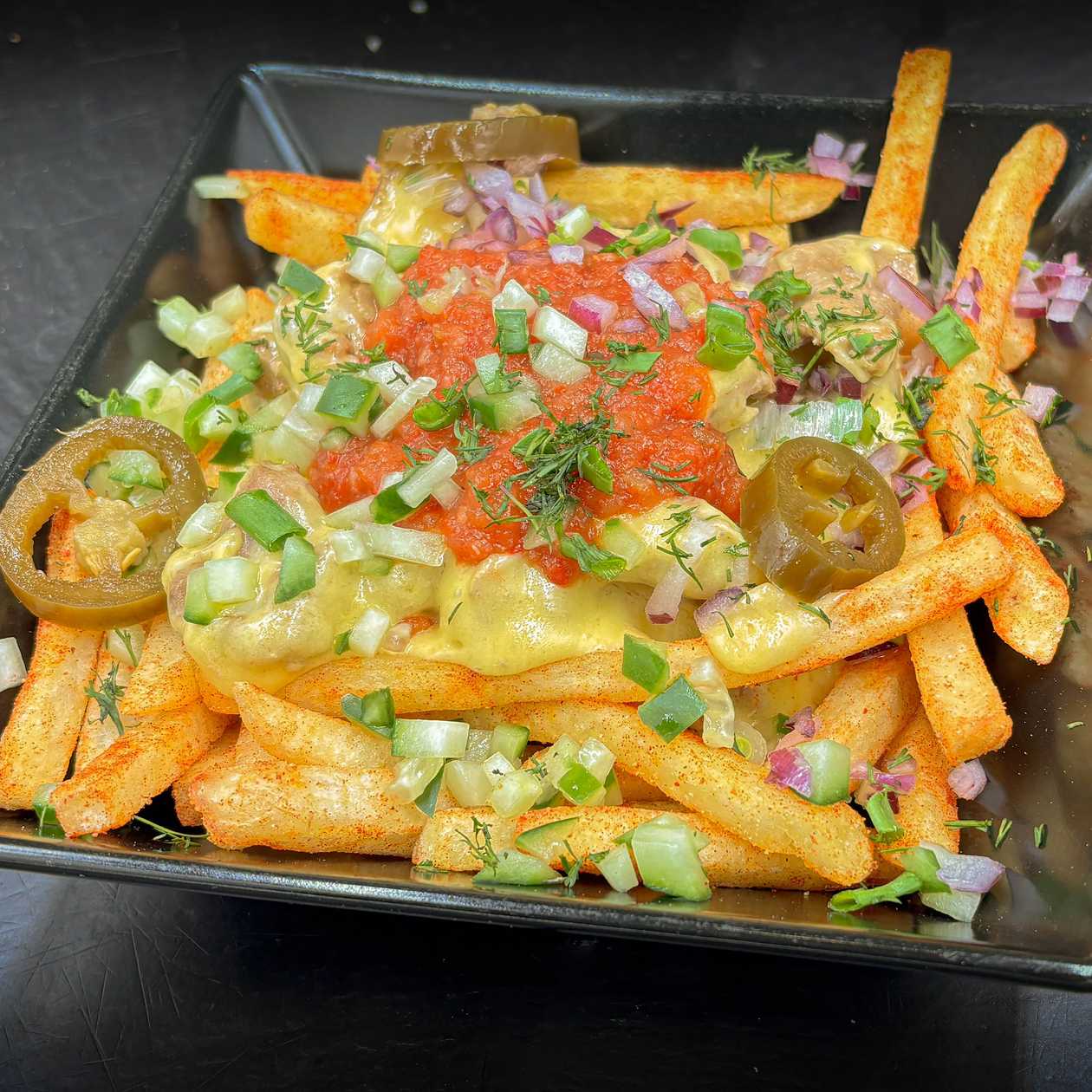 Fries with Pork and Jalapeño