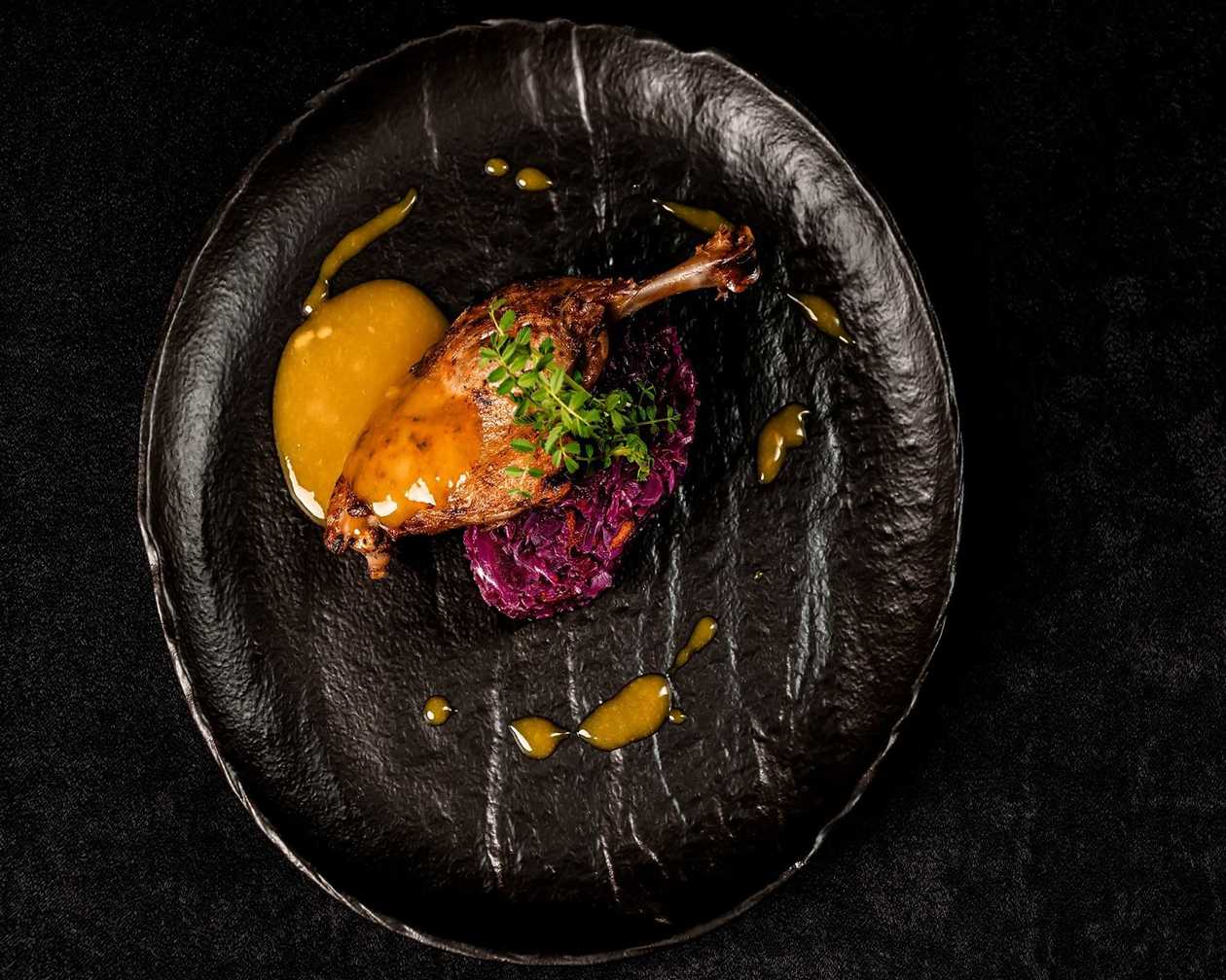 Duck Confit Leg with Red Cabbage