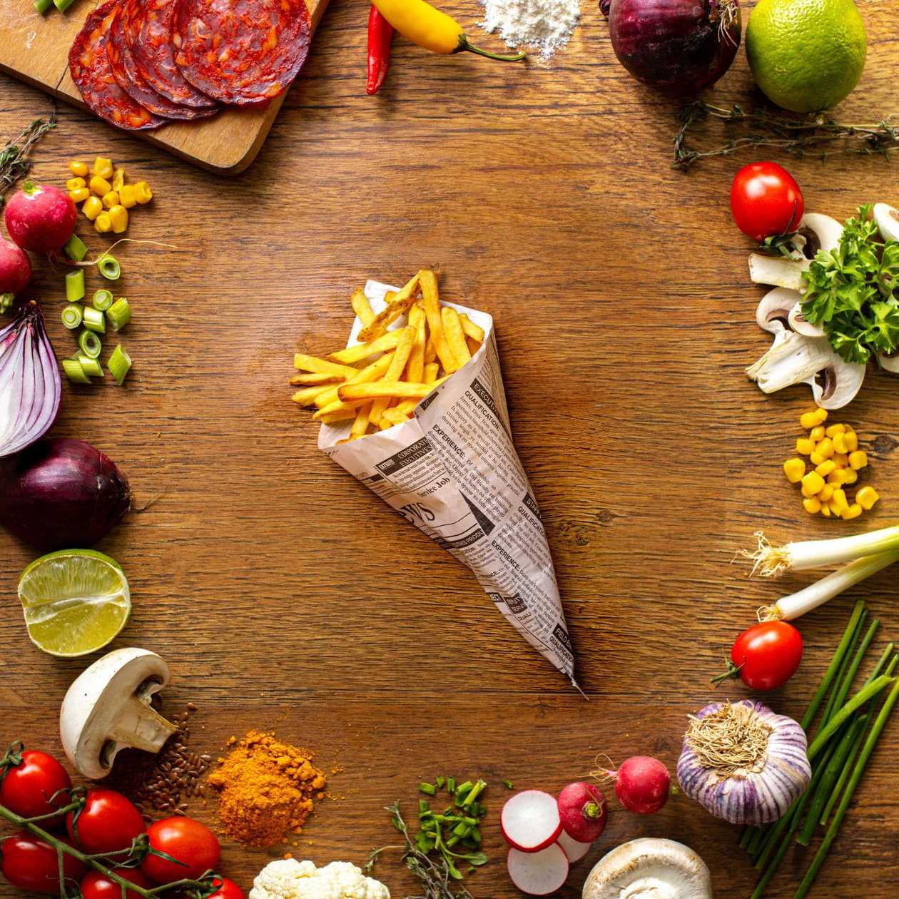 Large portion of fries