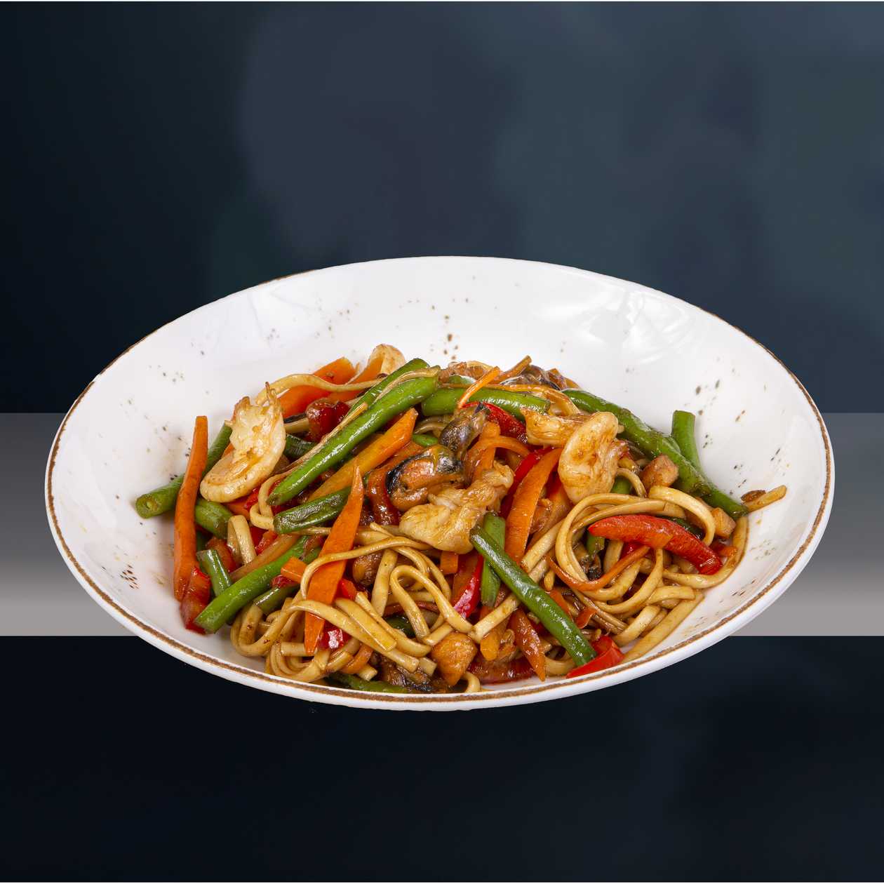 ვოკი ზღვის პროდუქტებით და სოუსით 350 გ /Wok с морепродуктами овощами и соусом - 350 г