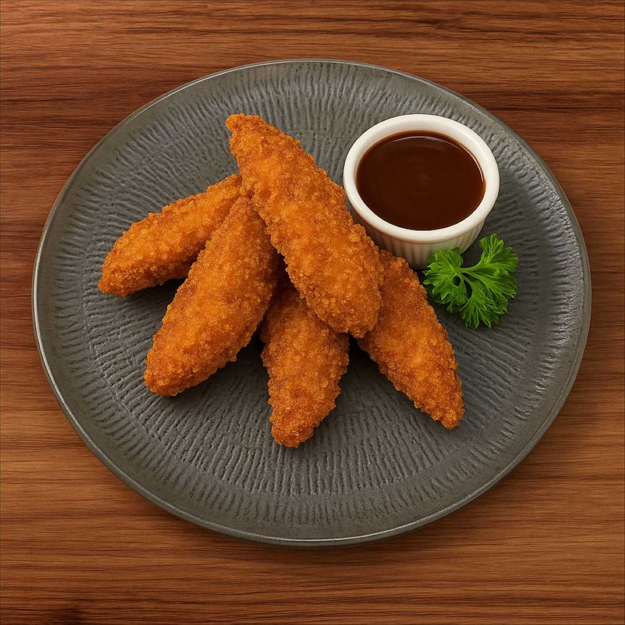 Kuřecí stripsy ( pálivé, či nepálivé ), BBQ omáčkou, nebo česnekovým dipem ( 150g) - Rozvoz