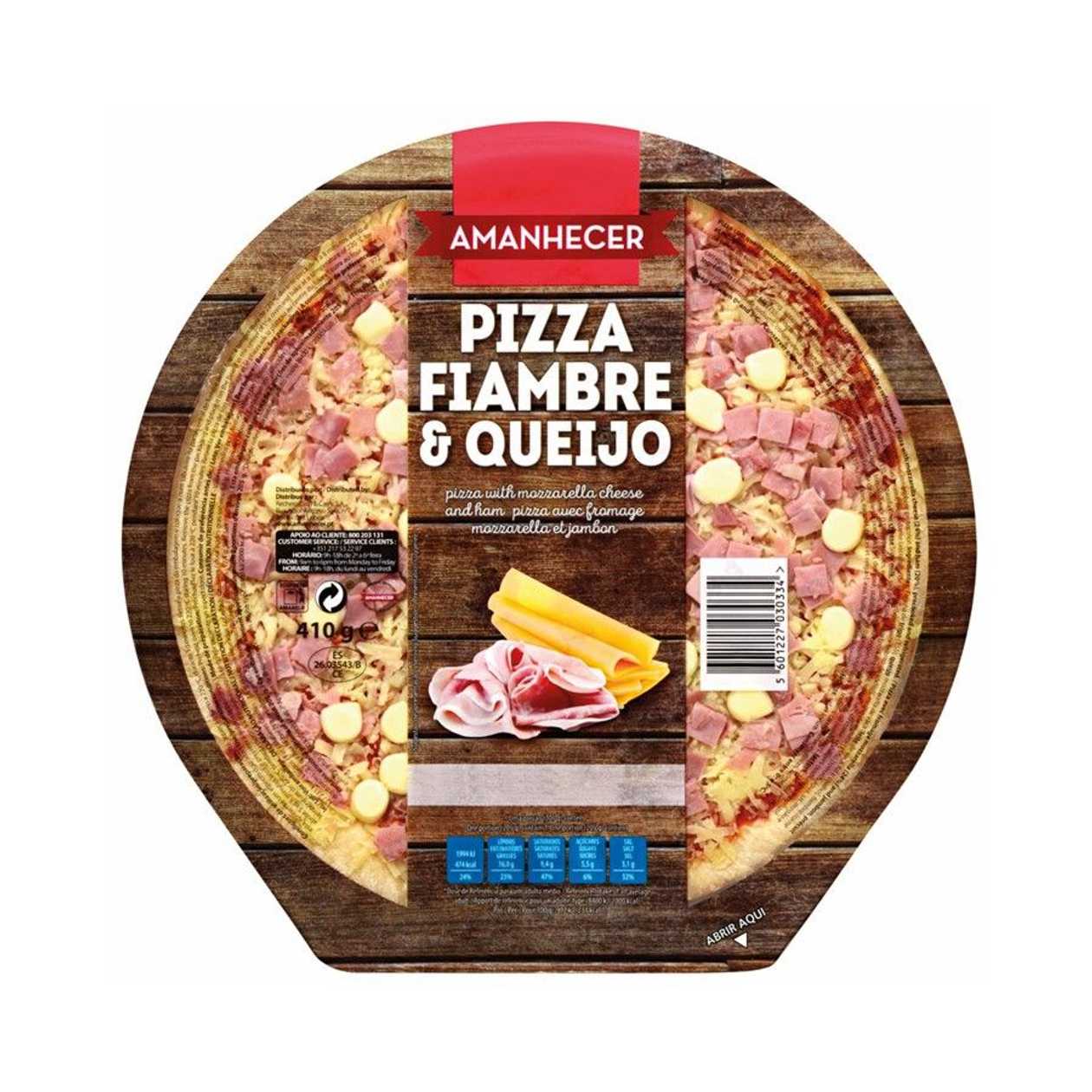 Pizza Fresca Fiambre e Queijo Amanhecer 405 gr