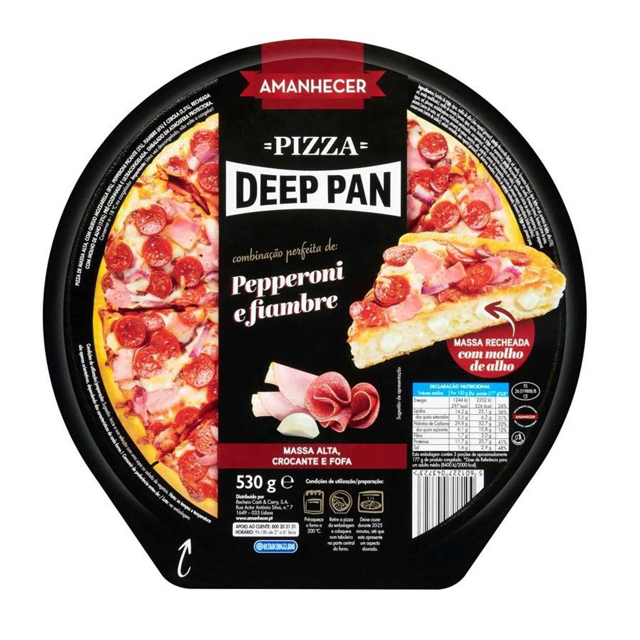 Pizza Deep Pan Pepperoni Recheada Com Molho Alho Amanhecer 530 gr