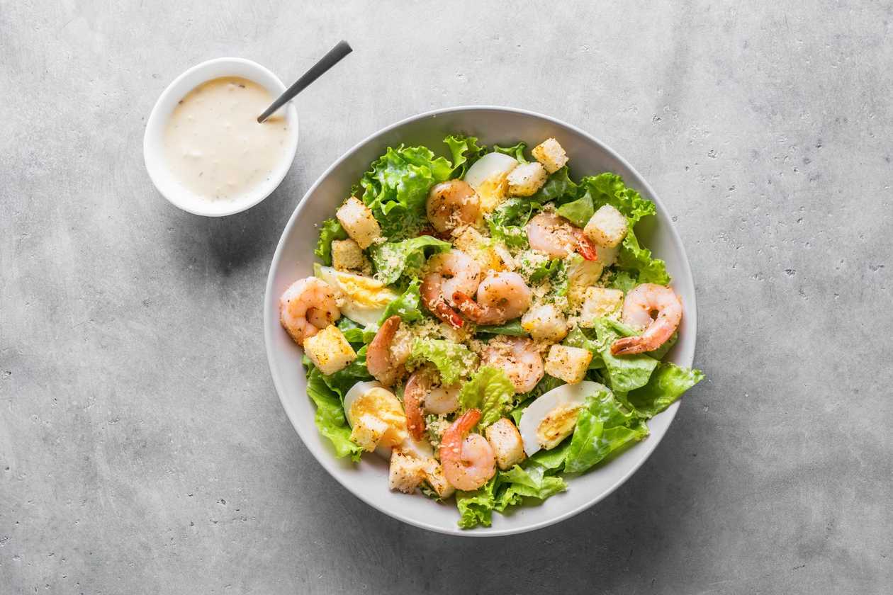 Caesar Salad with Prawns