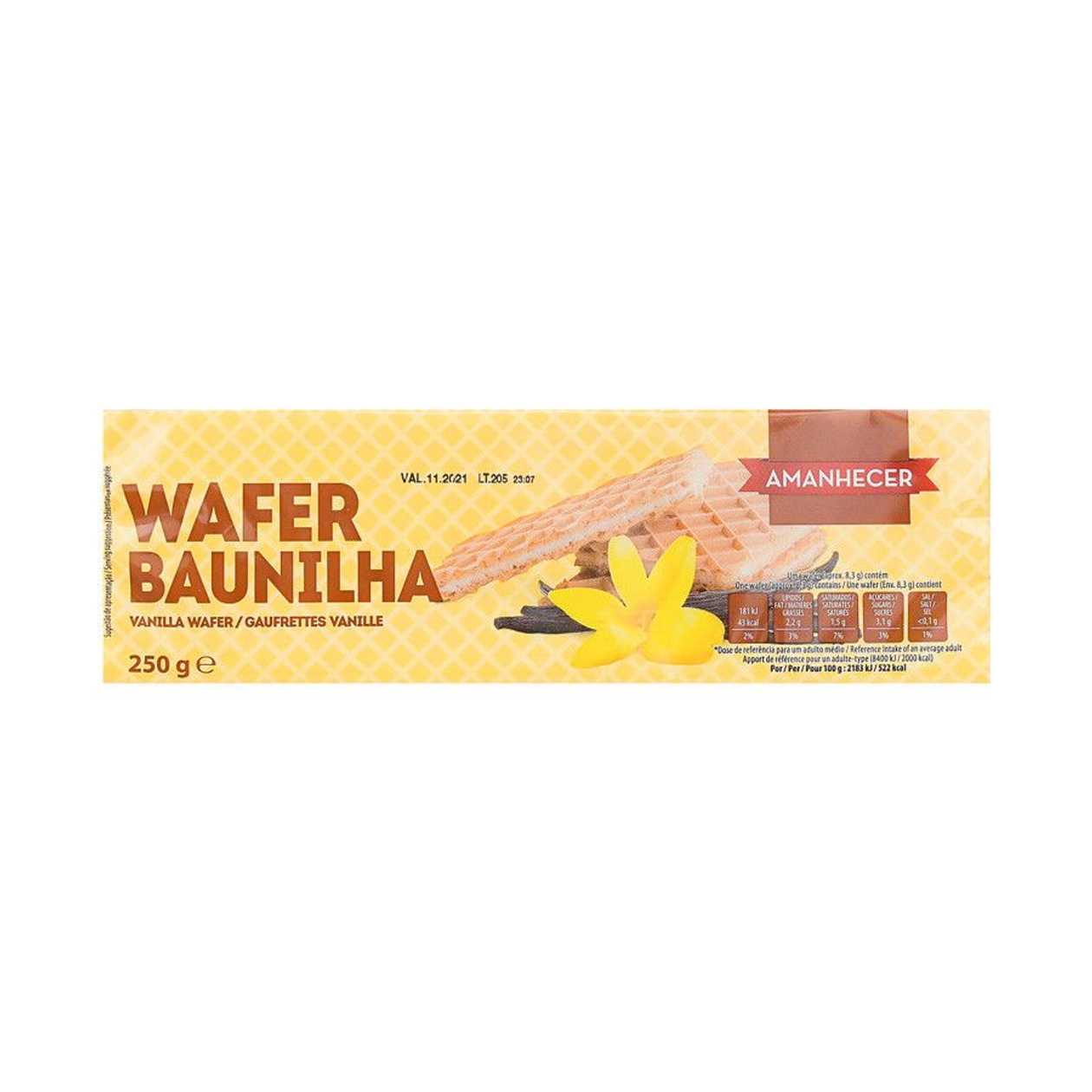 Bolachas Waffers Baunilha Amanhecer 250 gr