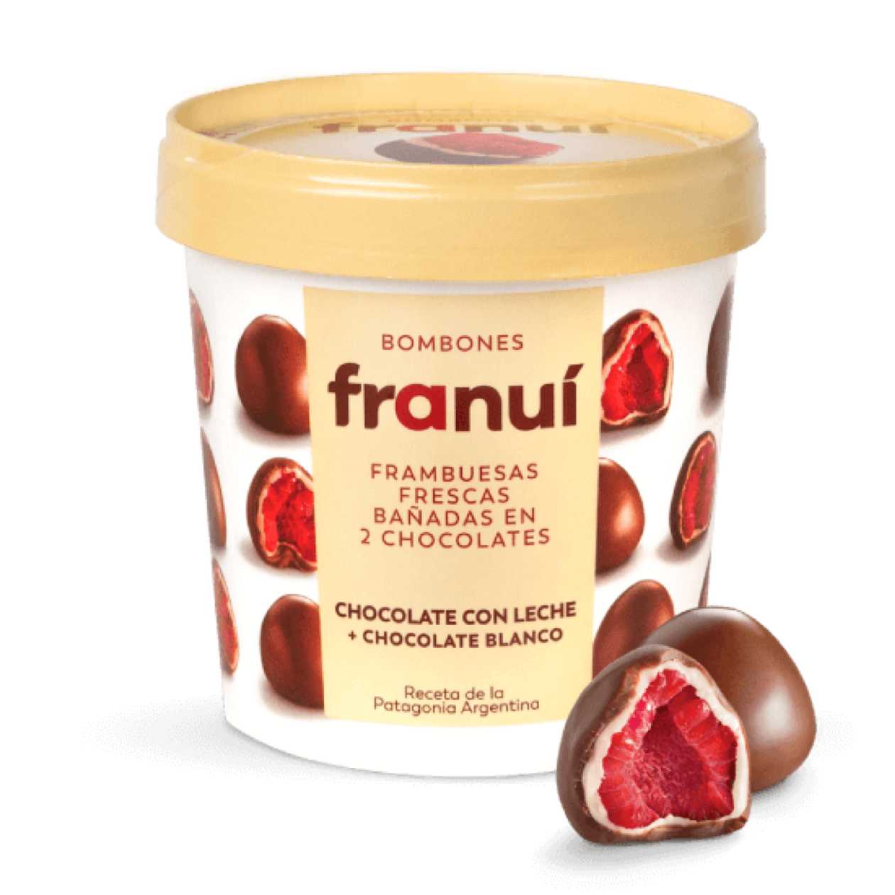 Franui, Frozen Raspberries in Milk and White Chocolate, 150g