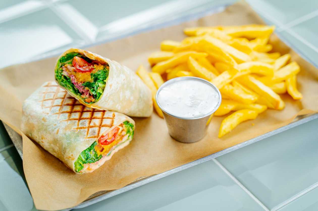 Pumpkin falafel wrap