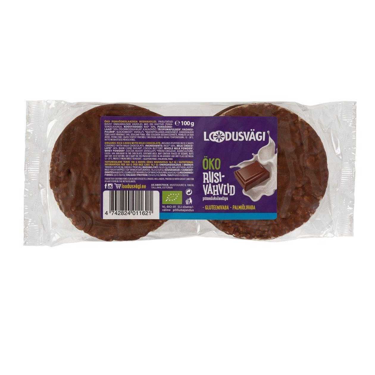 Mahedad riisivahvlid piimašokolaadis 100 g