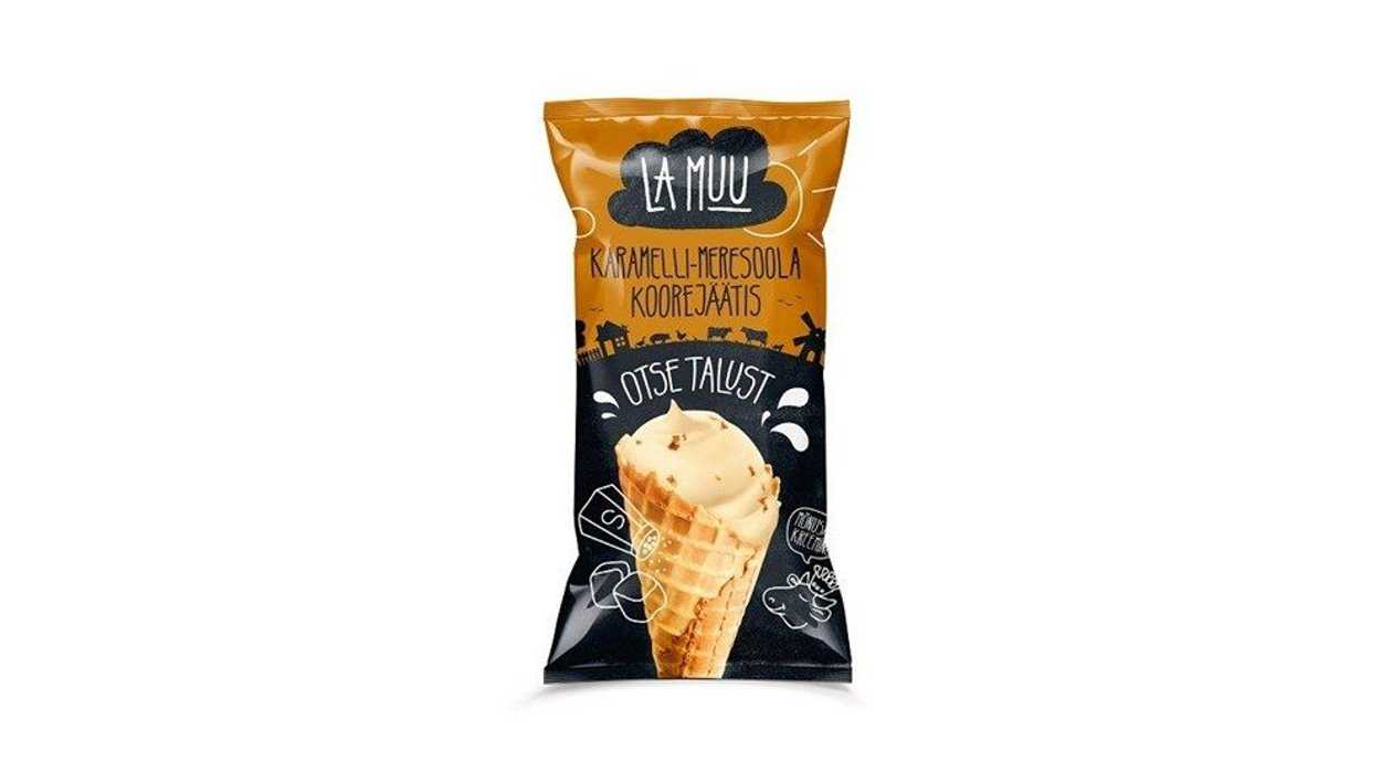 Karamelli-meresoola jäätis vahvlikoonuses, 80g/130ml